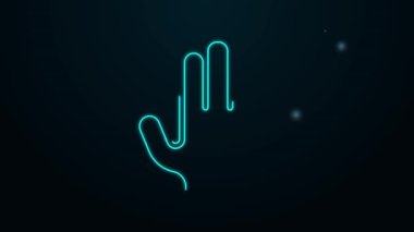 Parlayan neon hattı beyzbol eldiveni simgesi siyah arkaplanda izole edildi. 4K Video hareketli grafik canlandırması