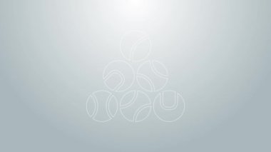 Mavi çizgi beyzbol topu ikonu gri arkaplanda izole edildi. 4K Video hareketli grafik canlandırması