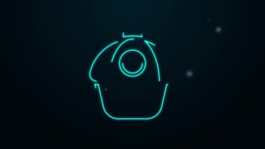 Parlayan neon hattı beyzbol şapkası simgesi siyah arkaplanda izole edildi. Spor malzemeleri. Spor üniforması. 4K Video hareketli grafik canlandırması