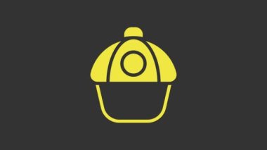 Yellow Baseball cap icon isolated on grey background. Sport equipment. Sports uniform. 4K Video motion graphic animation