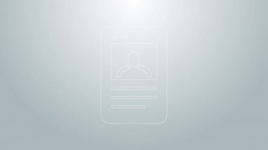 Blue line Baseball card icon isolated on grey background. 4K Video motion graphic animation