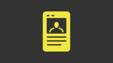 Yellow Baseball card icon isolated on grey background. 4K Video motion graphic animation
