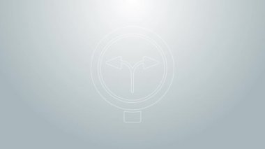 Blue line Fork in the road icon isolated on grey background. 4K Video motion graphic animation