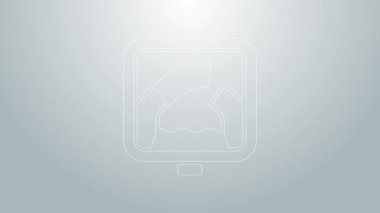 Blue line Drawbridge ahead icon isolated on grey background. Information road sign. 4K Video motion graphic animation