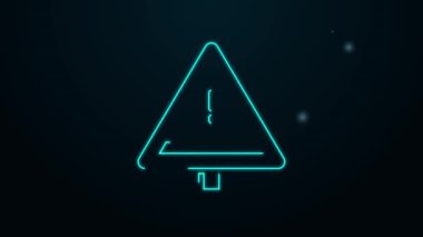 Glowing neon line Uneven road ahead sign. Warning road icon isolated on black background. Traffic rules and safe driving. 4K Video motion graphic animation