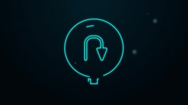 Parlayan neon hattı. Arka yol simgesi siyah arkaplanda izole edildi. Trafik kuralları ve güvenli sürüş. 4K Video hareketli grafik canlandırması