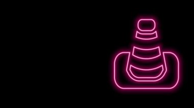Parlayan neon hattı trafik konisi simgesi siyah arkaplanda izole edildi. 4K Video hareketli grafik canlandırması