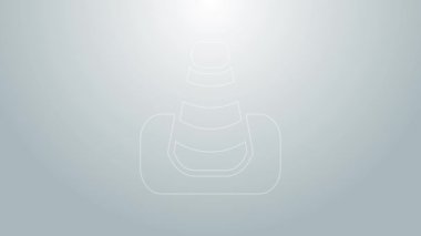 Blue line Traffic cone icon isolated on grey background. 4K Video motion graphic animation