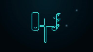 Parlayan neon hattı trafik ışığı simgesi siyah arkaplanda izole edildi. 4K Video hareketli grafik canlandırması