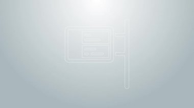 Blue line Public transport board icon isolated on grey background. Mechanical scoreboard. Info of flight on the billboard in the train. 4K Video motion graphic animation