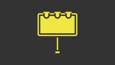 Yellow Blank big billboard with lights icon isolated on grey background. 4K Video motion graphic animation