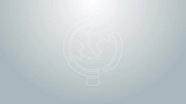 Mavi çizgi trafik işareti. Gri arkaplanda sinyal simgesi izole edildi. İşaretçi sembolü. İzole sokak bilgi levhası. Yön tabelası. 4K Video hareketli grafik canlandırması