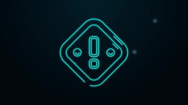 Siyah arkaplanda izole edilmiş üçgen simgesinde parlayan neon çizgisi ünlem işareti. Tehlike uyarısı, dikkat, dikkat, tehlike uyarısı önemli bir işaret. 4K Video hareketli grafik canlandırması