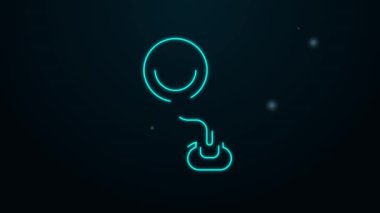 Parlayan neon hat trafik levhası. Siyah arkaplanda sinyal simgesi izole edildi. İşaretçi sembolü. İzole sokak bilgi levhası. Yön tabelası. 4K Video hareketli grafik canlandırması