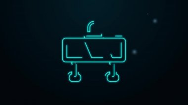 Parlayan neon çizgisi bariyer simgesi siyah arkaplanda izole edildi. İnşaat sürecinde olan yasak bölgenin sembolü. Onarım işe yarıyor. 4K Video hareketli grafik canlandırması