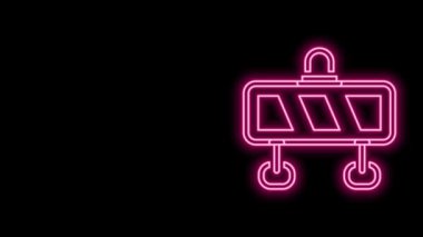 Parlayan neon çizgisi bariyer simgesi siyah arkaplanda izole edildi. İnşaat sürecinde olan yasak bölgenin sembolü. Onarım işe yarıyor. 4K Video hareketli grafik canlandırması
