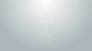 Mavi çizgi trafik işareti. Gri arkaplanda sinyal simgesi izole edildi. İşaretçi sembolü. İzole sokak bilgi levhası. Yön tabelası. 4K Video hareketli grafik canlandırması