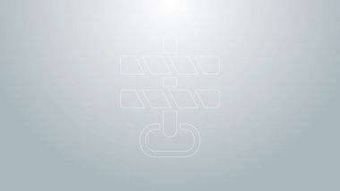 Mavi çizgi bariyer simgesi gri arkaplanda izole edildi. İnşaat sürecinde olan yasak bölgenin sembolü. Onarım işe yarıyor. 4K Video hareketli grafik canlandırması