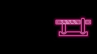 Parlayan neon hattı park alanı bariyeri simgesi siyah arka planda izole edildi. Sokak durağı sınırı. 4K Video hareketli grafik canlandırması