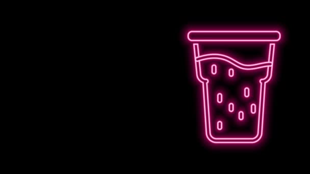 Świecąca neonowa linia Szkło ikony piwa izolowane na czarnym tle. 4K Animacja graficzna ruchu wideo — Wideo stockowe