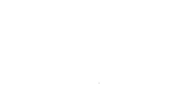 Línea negra Guante de béisbol icono aislado sobre fondo blanco. Animación gráfica de vídeo 4K — Vídeo de stock