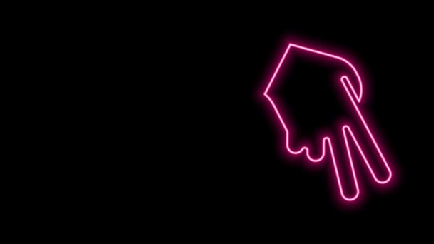 Linea neon incandescente icona guanto da baseball isolato su sfondo nero. Animazione grafica 4K Video motion — Video Stock