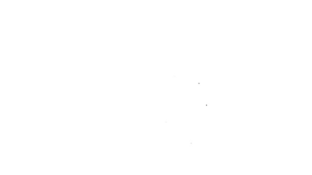Черный монитор линии с бейсбольным мячом и битой на экране значок изолирован на белом фоне. онлайн игра в бейсбол. Видеографическая анимация 4k — стоковое видео