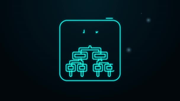 Leuchtende Leuchtlinien Ergebnisse und Stehtische Anzeigetafel Meisterschaft Turnier Bracket Symbol isoliert auf schwarzem Hintergrund. 4K Video Motion Grafik Animation — Stockvideo