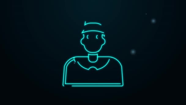 Glowing neon line Baseball coach icon isolated on black background. 4K Video motion graphic animation — 图库视频影像