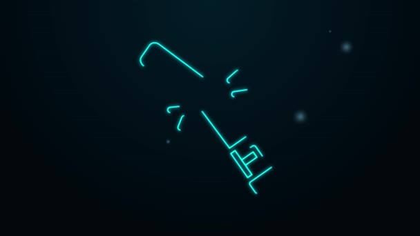 Glowing neon line Broken baseball bat icon isolated on black background. 4K Video motion graphic animation — 图库视频影像