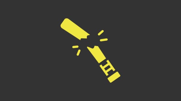 Yellow Broken baseball bat icon isolated on grey background. 4K Video motion graphic animation — Stockvideo