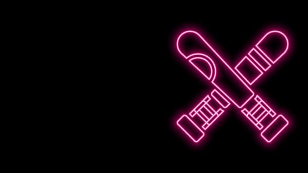 Glowing neon line Crossed baseball bat icon isolated on black background. 4K Video motion graphic animation — Stock Video