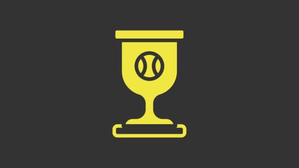 Yellow Award cup with baseball ball icon isolated on grey background. Winner trophy symbol. Championship or competition trophy. Sports achievement. 4K Video motion graphic animation — Αρχείο Βίντεο