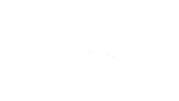 Icono de gorra de béisbol de línea negra aislado sobre fondo blanco. Equipamiento deportivo. Uniforme deportivo. Animación gráfica de vídeo 4K — Vídeo de stock