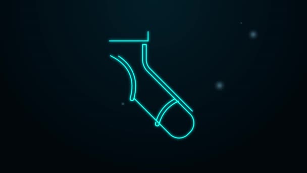 Glowing neon line Baseball sock icon isolated on black background. 4K Video motion graphic animation — Video