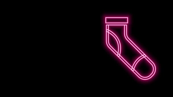 Glowing neon line Baseball sock icon isolated on black background. 4K Video motion graphic animation — Αρχείο Βίντεο