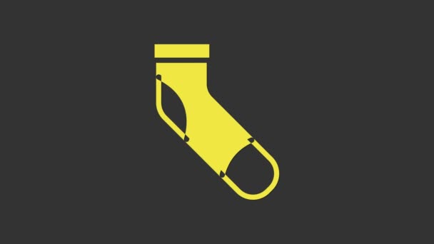 Yellow Baseball sock icon isolated on grey background. 4K Video motion graphic animation — Stock Video