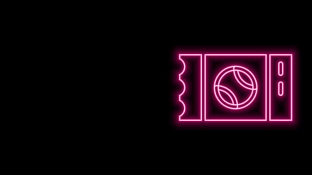 Glowing neon line Baseball ticket icon isolated on black background. 4K Video motion graphic animation — Stockvideo