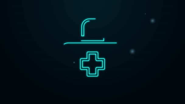 Glowing neon line First aid kit icon isolated on black background. Medical box with cross. Medical equipment for emergency. Healthcare concept. 4K Video motion graphic animation — Stock Video