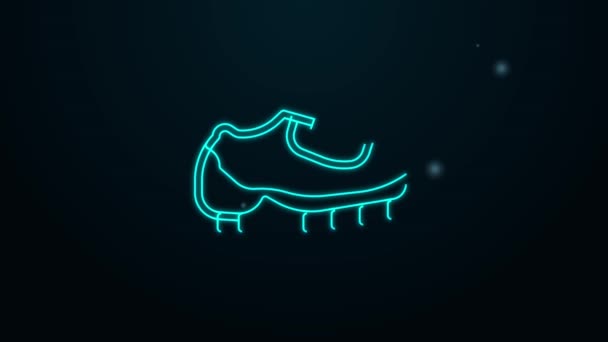 Glowing neon line Baseball boot icon isolated on black background. 4K Video motion graphic animation — 图库视频影像