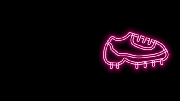 Glowing neon line Baseball boot icon isolated on black background. 4K Video motion graphic animation — Video