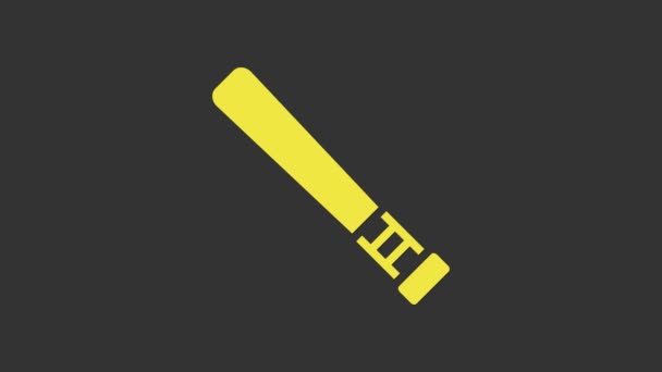 Yellow Baseball bat icon isolated on grey background. 4K Video motion graphic animation — 图库视频影像