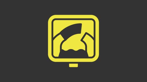 Yellow Drawbridge ahead icon isolated on grey background. Information road sign. 4K Video motion graphic animation — 图库视频影像