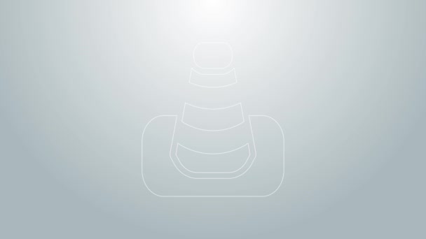 Blue line Traffic cone icon isolated on grey background. 4K Video motion graphic animation — 图库视频影像