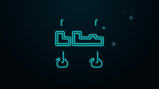 Linha de néon brilhante sinal de trânsito rodoviário. Ícone de Signpost isolado no fundo preto. Símbolo do ponteiro. Sinal de informação de rua isolado. Sinal de direcção. Animação gráfica em movimento de vídeo 4K — Vídeo de Stock