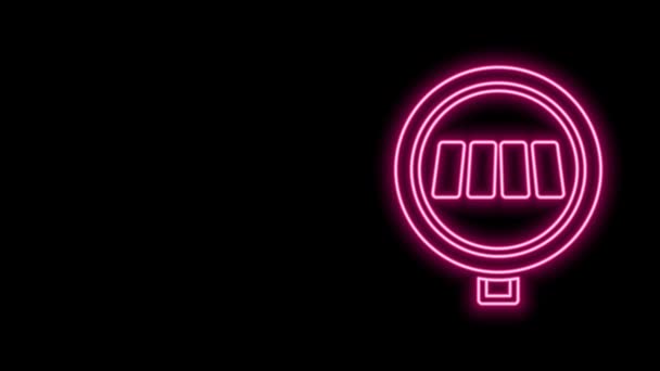 Leuchtende Leuchtschrift Fußgängerüberweg Symbol isoliert auf schwarzem Hintergrund. Verkehrsregeln und sicheres Fahren. 4K Video Motion Grafik Animation — Stockvideo