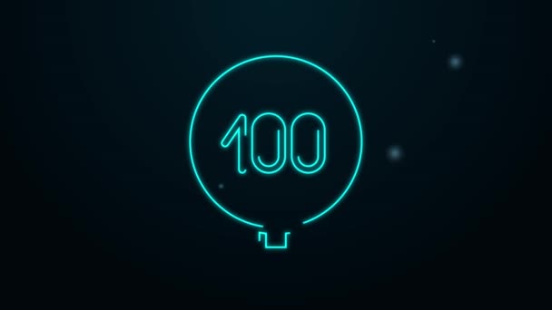 Świecąca neonowa linia Prędkość ogranicza znak drogowy 100 km ikona izolowana na czarnym tle. 4K Animacja graficzna ruchu wideo — Wideo stockowe