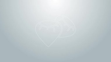 Gri arka planda izole edilmiş özel bir bitki simgesinin mavi çizgisi tohumları. 4K Video hareketli grafik canlandırması