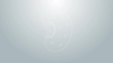 Gri arka planda izole edilmiş özel bir bitki simgesinin mavi çizgisi tohumları. 4K Video hareketli grafik canlandırması