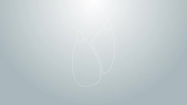 Gri arka planda izole edilmiş özel bir bitki simgesinin mavi çizgisi tohumları. 4K Video hareketli grafik canlandırması